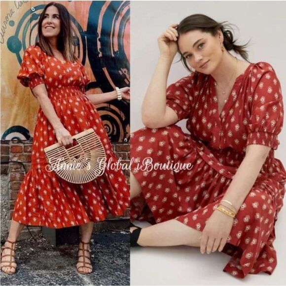 Anthropologie Felipa Midi Cotton Tiered Dress with Pockets XS - Picture 10 of 14